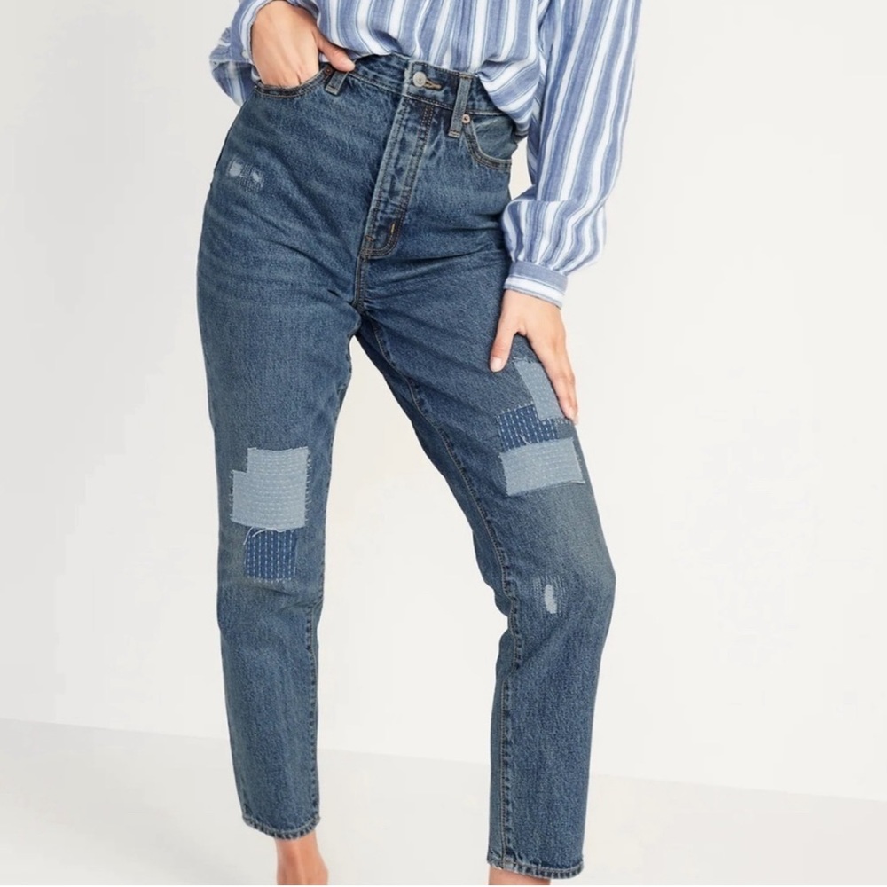 Old Navy Patchwork Extra High Rise OG Straight
Button Fly Jeans Plus Size 18